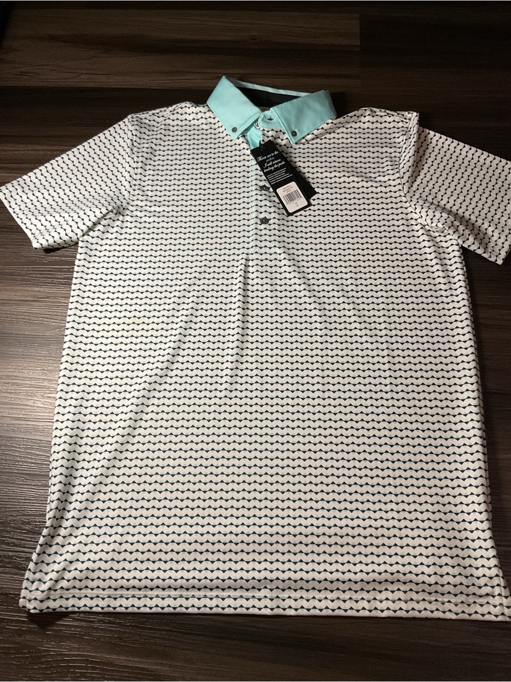 NWT Greyson Men's White Polo with Mint Contrast Collar Size Small